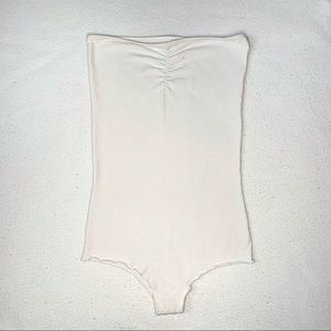 COPY - American Apparel Strapless Ruched White Bodysuit